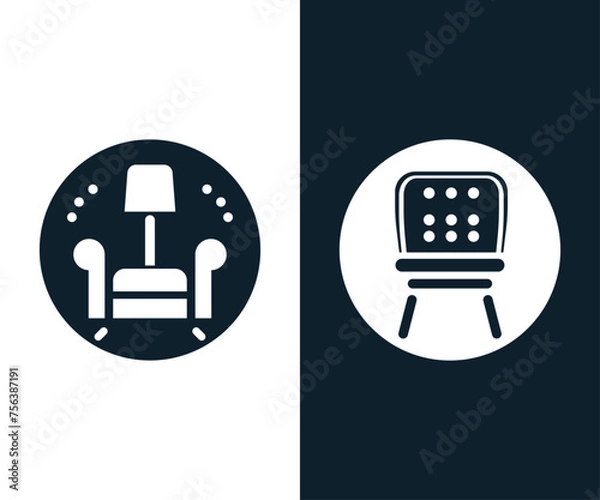 Obraz Creative modern sofa desk chair icon logo design vector template