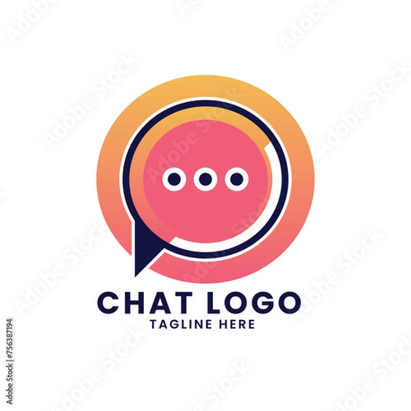 Fototapeta Online platform messaging app or social media message chat icon vector logo design template concept illustration