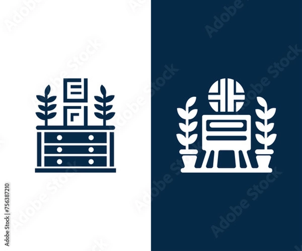 Obraz Creative modern sofa desk chair icon logo design vector template