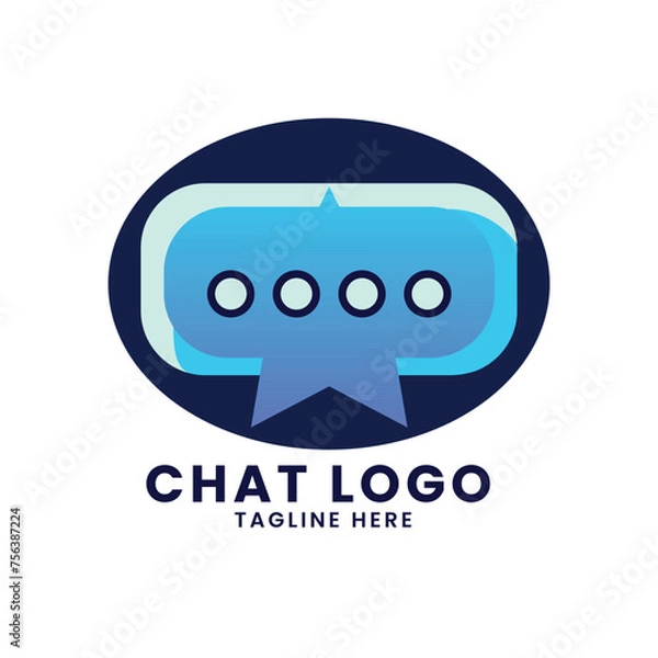 Fototapeta Online platform messaging app or social media message chat icon vector logo design template concept illustration