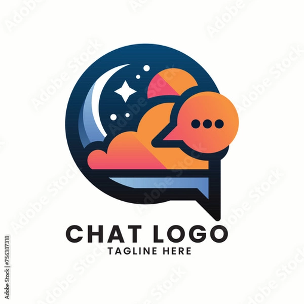 Fototapeta Online platform messaging app or social media message chat icon vector logo design template concept illustration