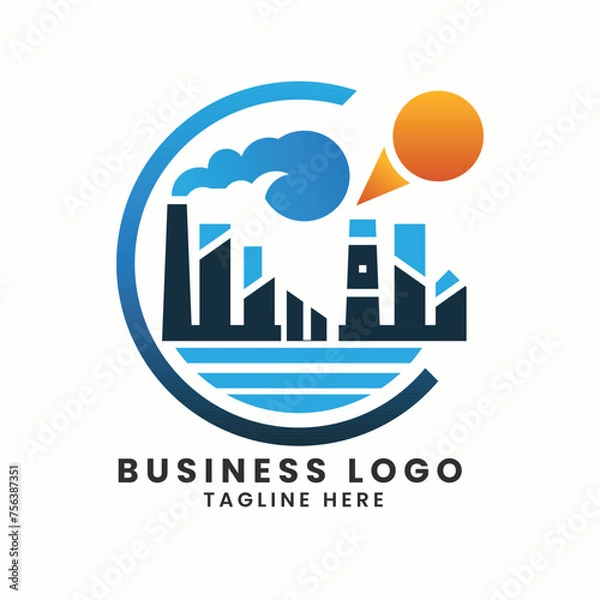 Fototapeta Abstract business real estate house building company factory vector logo concept symbol elements design template of business logo