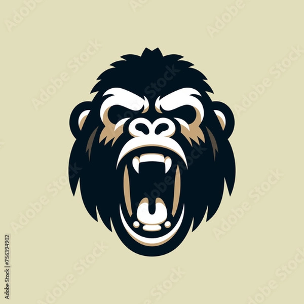 Fototapeta Roaring Gorilla Head Vector Logo Design