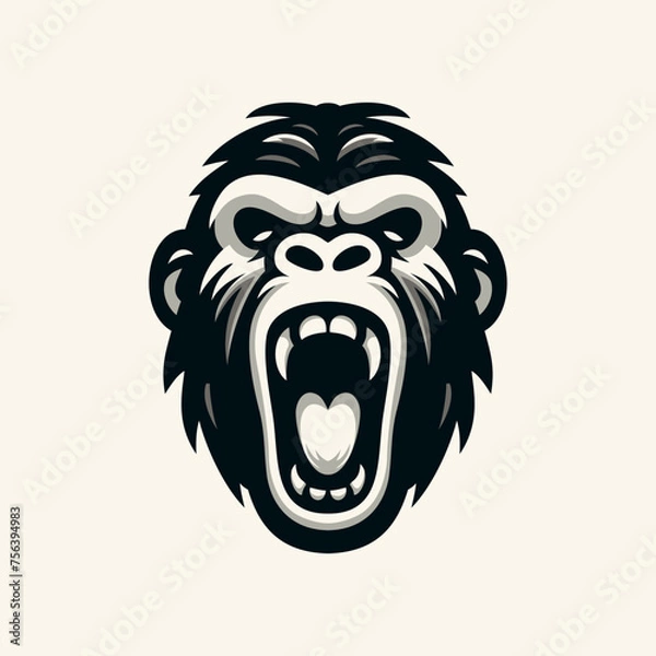 Fototapeta Roaring Gorilla Head Vector Logo Design
