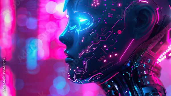 Fototapeta Cybernetic Evolution: Redefining the Human Body in the Technological Era