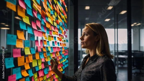 Obraz Rozmyślania nad Kolorową Ścianą Pomysłów