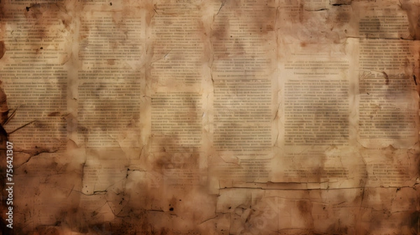 Fototapeta Desktop background of A well-preserved vintage newspaper