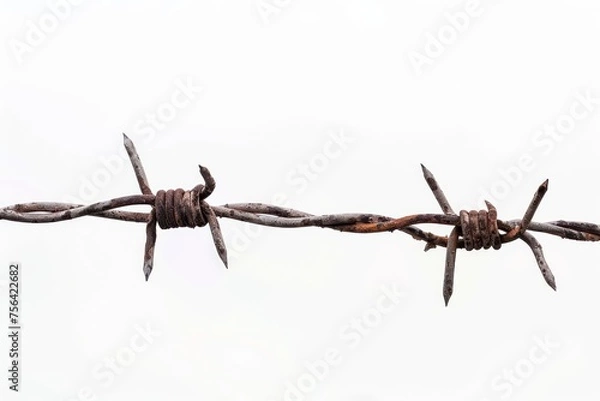 Obraz barbed wire on white background