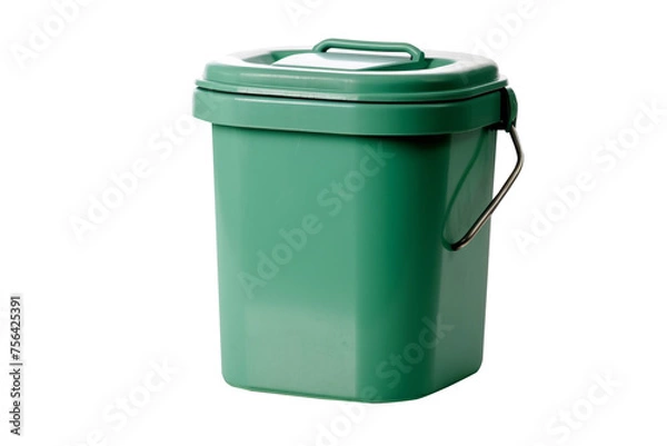 Fototapeta Green trash bin isolated on transparent background.
