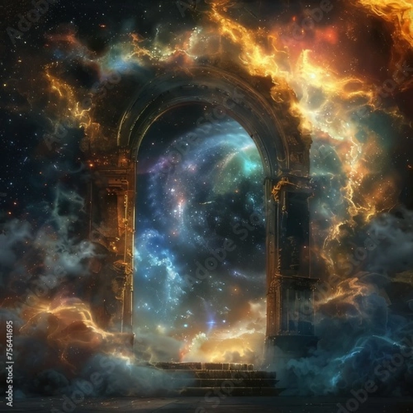 Fototapeta An entrance to a different universe. Stargate and Gateway

