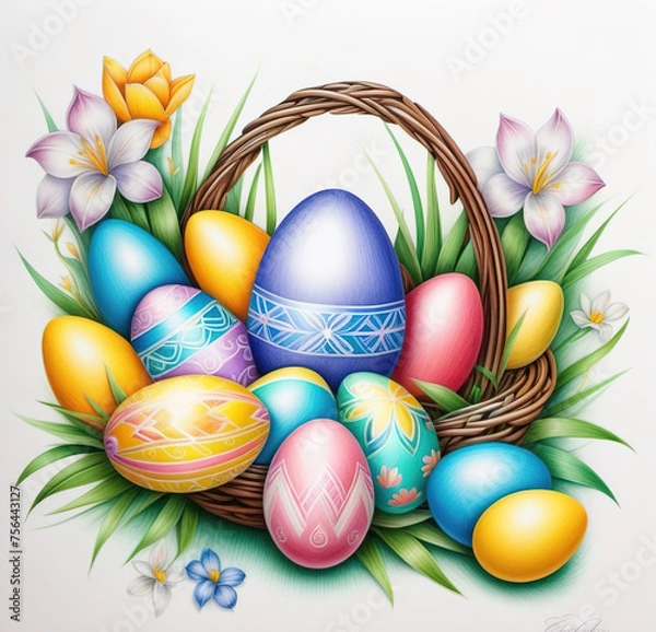 Fototapeta Easter, holiday image in the year of the rabbit. AI generated