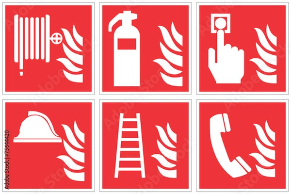 Obraz Standard fire safety sign collection