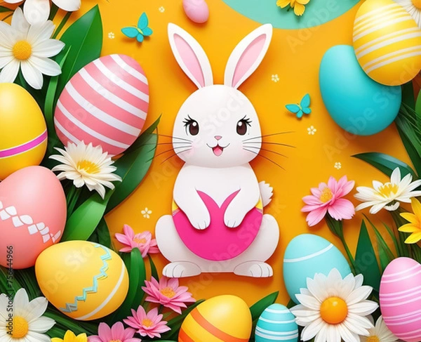 Fototapeta Easter, holiday image in the year of the rabbit. AI generated