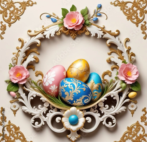 Fototapeta Easter, holiday image in the year of the rabbit. AI generated