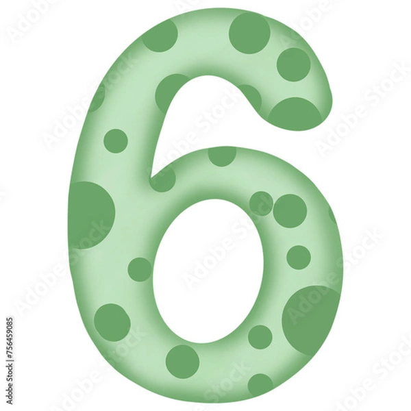 Obraz Number 0 to 9, green with dinosaur pattern