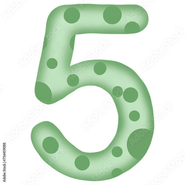 Obraz Number 0 to 9, green with dinosaur pattern