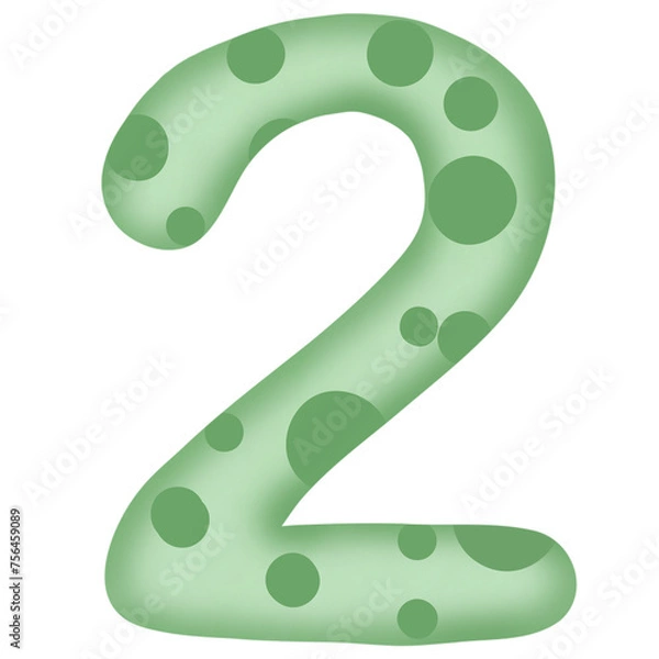 Obraz Number 0 to 9, green with dinosaur pattern