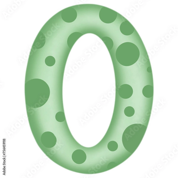 Obraz Number 0 to 9, green with dinosaur pattern
