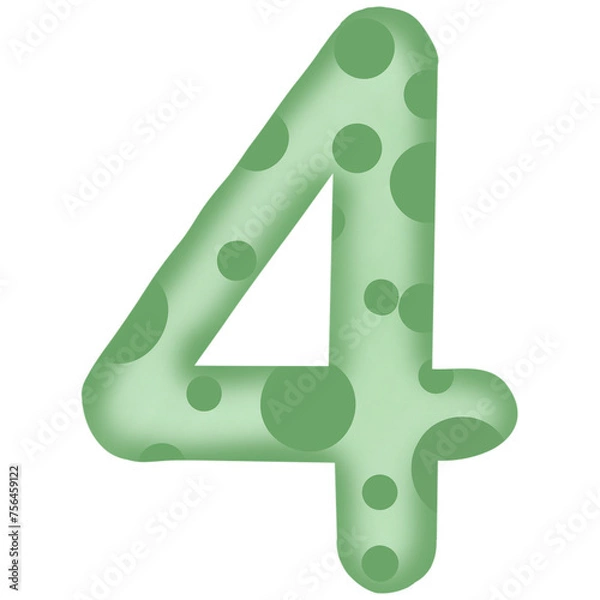 Obraz Number 0 to 9, green with dinosaur pattern