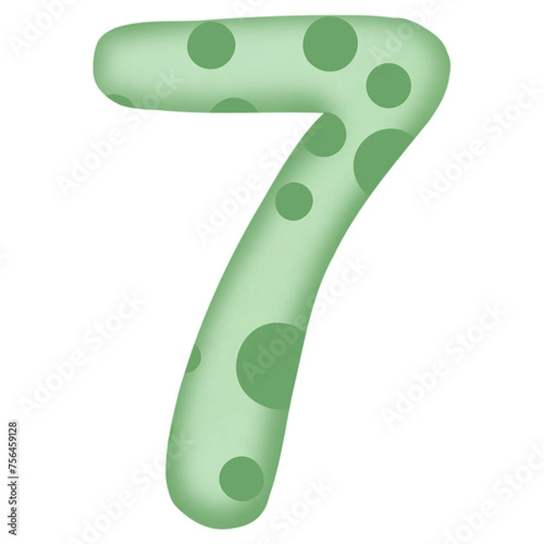 Obraz Number 0 to 9, green with dinosaur pattern