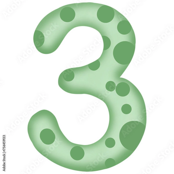 Obraz Number 0 to 9, green with dinosaur pattern