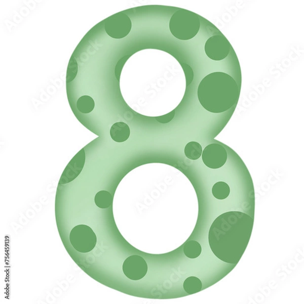 Obraz Number 0 to 9, green with dinosaur pattern