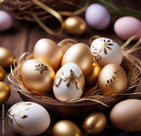 Fototapeta Easter, holiday image in the year of the rabbit. AI generated