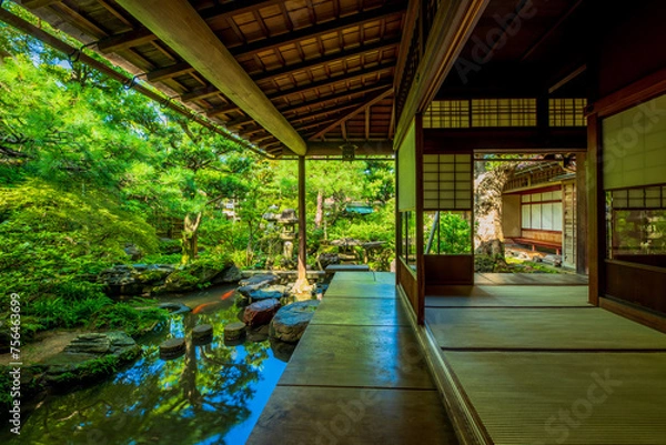 Obraz 石川県　金沢市　長町武家屋敷跡　野村家庭園