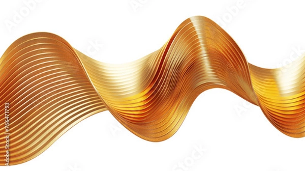 Obraz Gradient gold orange modern flowing wave element on transparent background
