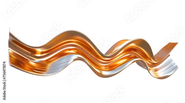 Obraz Gradient gold orange modern flowing wave element on transparent background
