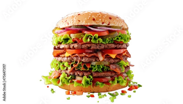 Obraz Burger and sandwich. Tasty and well-assembled burger.