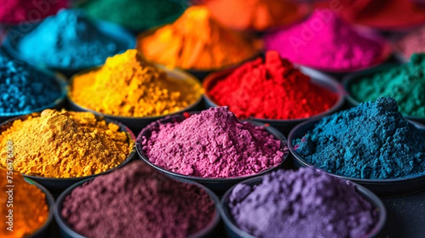 Fototapeta A colorful picture of powdered food coloring in a jar.
