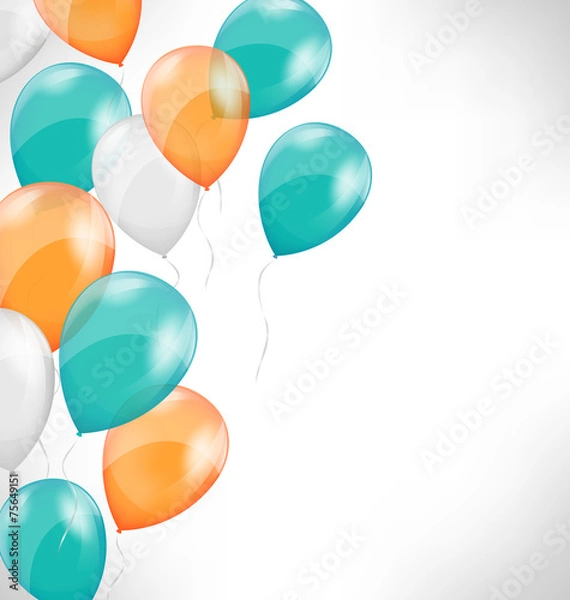 Fototapeta Multicolored inflatable air balls on grayscale background