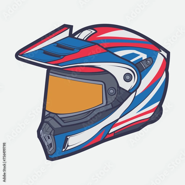 Obraz Helmet Motorcycle Cartoon Vector Icon, Cartoon Vector Icon Concept Flat Design. Draw Cartoon Vector Icon Illustration Helmet Motorcycle In Flat Style. Icon Cartoon Vector Helmet Motorcycle Side View