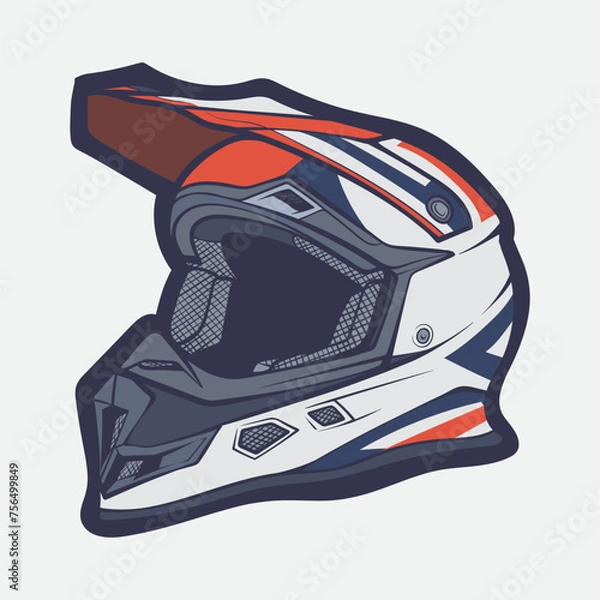 Obraz Helmet Motorcycle Cartoon Vector Icon, Cartoon Vector Icon Concept Flat Design. Draw Cartoon Vector Icon Illustration Helmet Motorcycle In Flat Style. Icon Cartoon Vector Helmet Motorcycle Side View