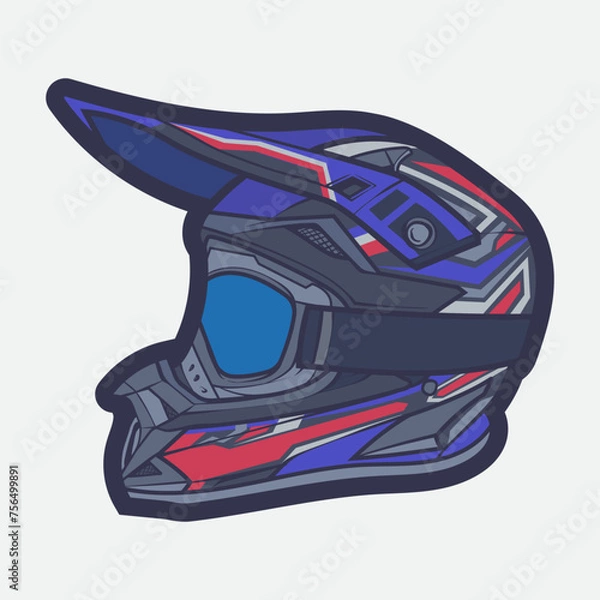 Obraz Helmet Motorcycle Cartoon Vector Icon, Cartoon Vector Icon Concept Flat Design. Draw Cartoon Vector Icon Illustration Helmet Motorcycle In Flat Style. Icon Cartoon Vector Helmet Motorcycle Side View