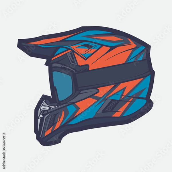 Obraz Helmet Motorcycle Cartoon Vector Icon, Cartoon Vector Icon Concept Flat Design. Draw Cartoon Vector Icon Illustration Helmet Motorcycle In Flat Style. Icon Cartoon Vector Helmet Motorcycle Side View