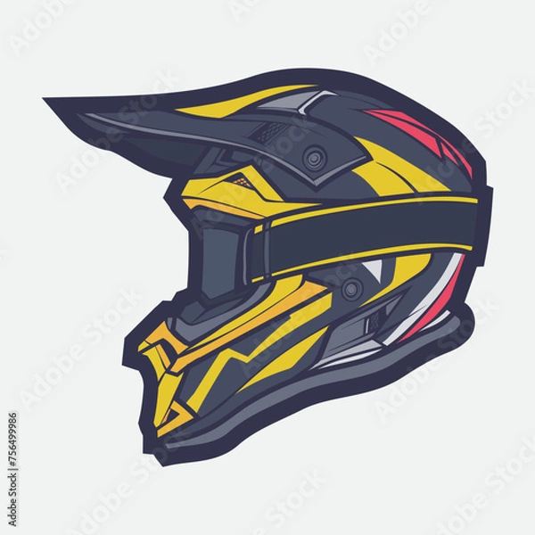 Obraz Helmet Motorcycle Cartoon Vector Icon, Cartoon Vector Icon Concept Flat Design. Draw Cartoon Vector Icon Illustration Helmet Motorcycle In Flat Style. Icon Cartoon Vector Helmet Motorcycle Side View