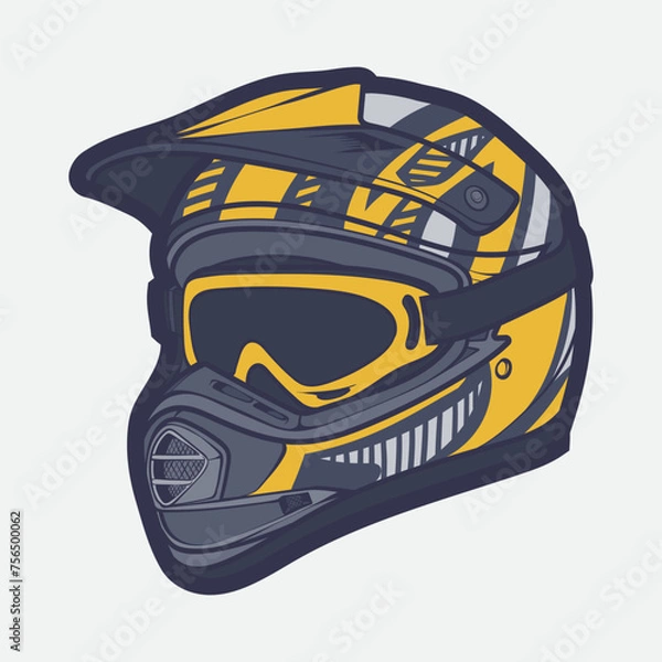 Obraz Helmet Motorcycle Cartoon Vector Icon, Cartoon Vector Icon Concept Flat Design. Draw Cartoon Vector Icon Illustration Helmet Motorcycle In Flat Style. Icon Cartoon Vector Helmet Motorcycle Side View