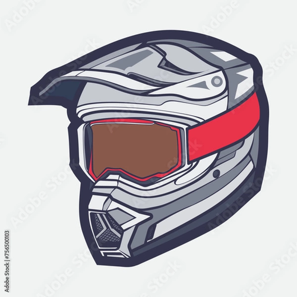 Obraz Helmet Motorcycle Cartoon Vector Icon, Cartoon Vector Icon Concept Flat Design. Draw Cartoon Vector Icon Illustration Helmet Motorcycle In Flat Style. Icon Cartoon Vector Helmet Motorcycle Side View