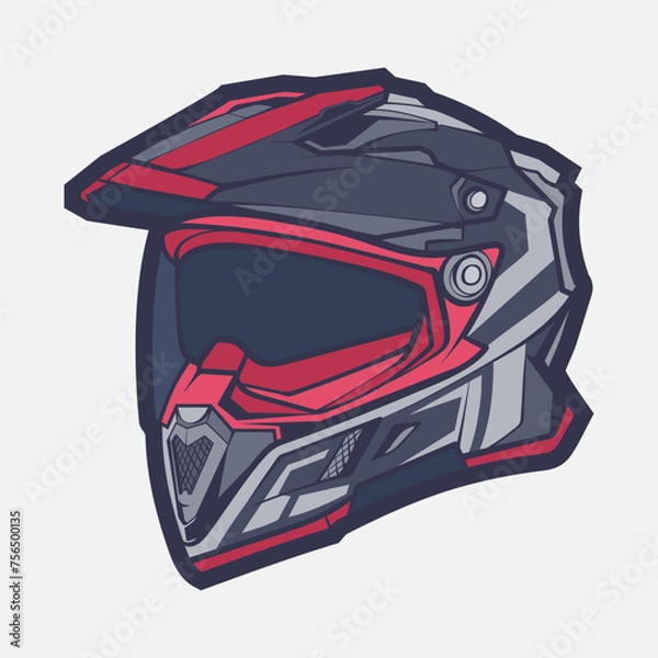 Obraz Helmet Motorcycle Cartoon Vector Icon, Cartoon Vector Icon Concept Flat Design. Draw Cartoon Vector Icon Illustration Helmet Motorcycle In Flat Style. Icon Cartoon Vector Helmet Motorcycle Side View