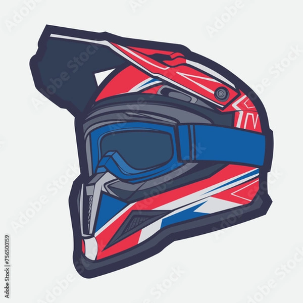 Obraz Helmet Motorcycle Cartoon Vector Icon, Cartoon Vector Icon Concept Flat Design. Draw Cartoon Vector Icon Illustration Helmet Motorcycle In Flat Style. Icon Cartoon Vector Helmet Motorcycle Side View