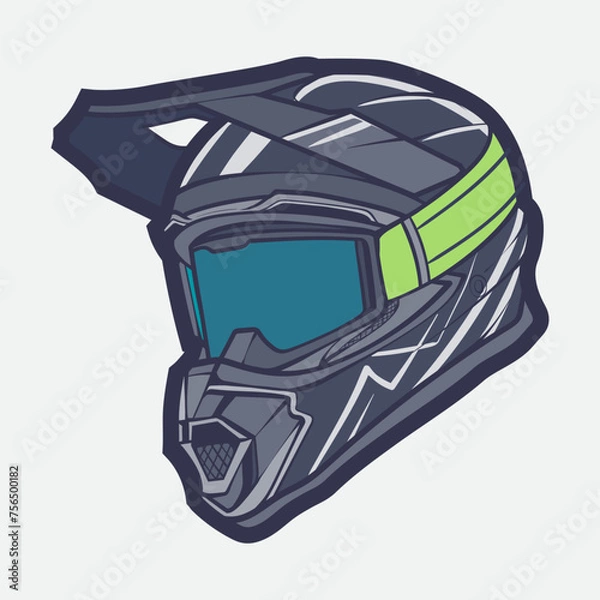 Obraz Helmet Motorcycle Cartoon Vector Icon, Cartoon Vector Icon Concept Flat Design. Draw Cartoon Vector Icon Illustration Helmet Motorcycle In Flat Style. Icon Cartoon Vector Helmet Motorcycle Side View