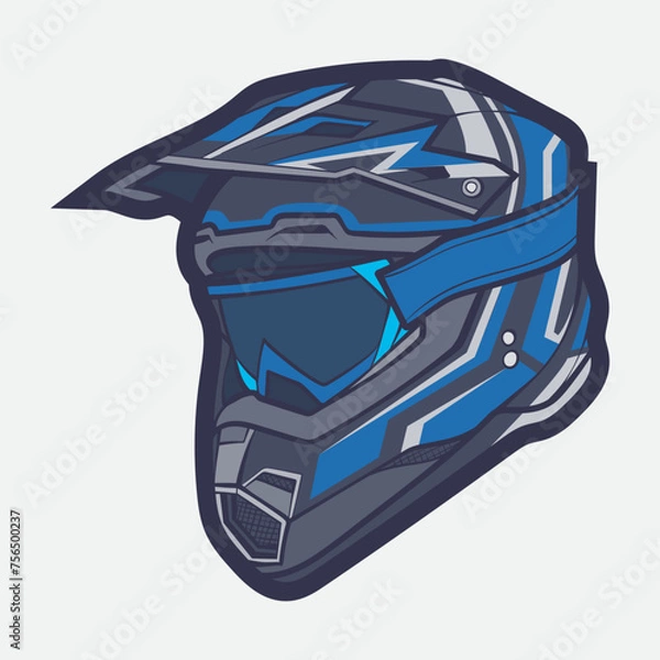 Obraz Helmet Motorcycle Cartoon Vector Icon, Cartoon Vector Icon Concept Flat Design. Draw Cartoon Vector Icon Illustration Helmet Motorcycle In Flat Style. Icon Cartoon Vector Helmet Motorcycle Side View