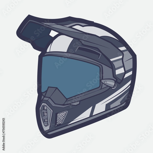Obraz Helmet Motorcycle Cartoon Vector Icon, Cartoon Vector Icon Concept Flat Design. Draw Cartoon Vector Icon Illustration Helmet Motorcycle In Flat Style. Icon Cartoon Vector Helmet Motorcycle Side View