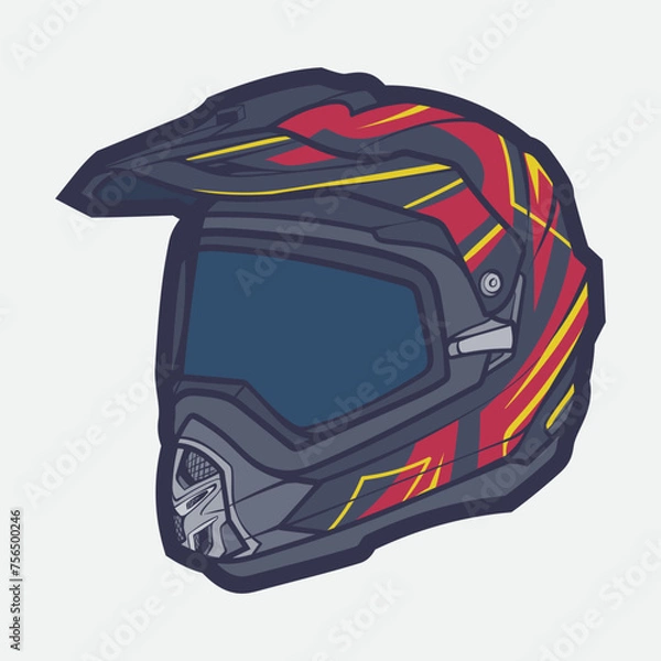 Obraz Helmet Motorcycle Cartoon Vector Icon, Cartoon Vector Icon Concept Flat Design. Draw Cartoon Vector Icon Illustration Helmet Motorcycle In Flat Style. Icon Cartoon Vector Helmet Motorcycle Side View