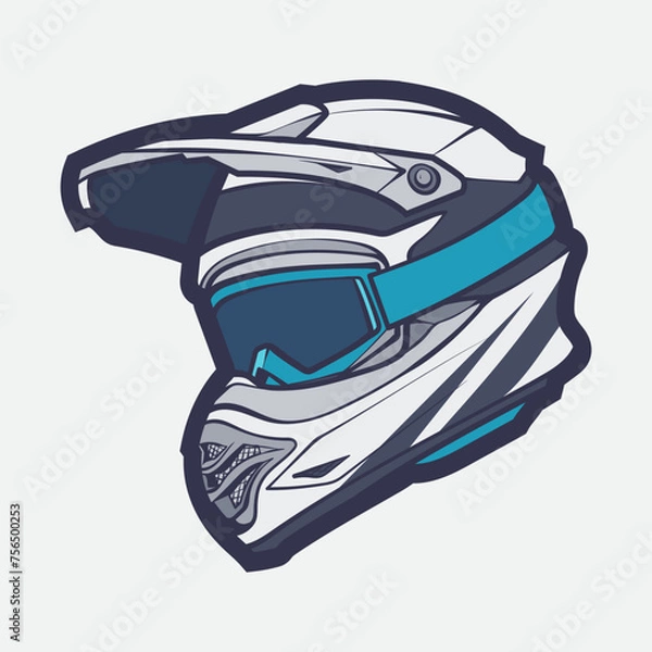 Obraz Helmet Motorcycle Cartoon Vector Icon, Cartoon Vector Icon Concept Flat Design. Draw Cartoon Vector Icon Illustration Helmet Motorcycle In Flat Style. Icon Cartoon Vector Helmet Motorcycle Side View