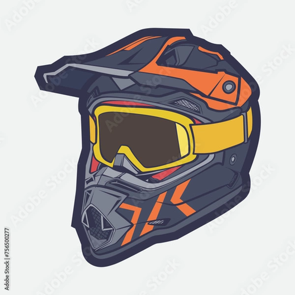 Obraz Helmet Motorcycle Cartoon Vector Icon, Cartoon Vector Icon Concept Flat Design. Draw Cartoon Vector Icon Illustration Helmet Motorcycle In Flat Style. Icon Cartoon Vector Helmet Motorcycle Side View
