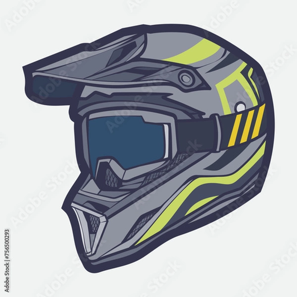 Obraz Helmet Motorcycle Cartoon Vector Icon, Cartoon Vector Icon Concept Flat Design. Draw Cartoon Vector Icon Illustration Helmet Motorcycle In Flat Style. Icon Cartoon Vector Helmet Motorcycle Side View