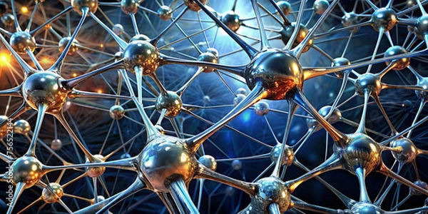 Fototapeta The connection of shiny molecules in space